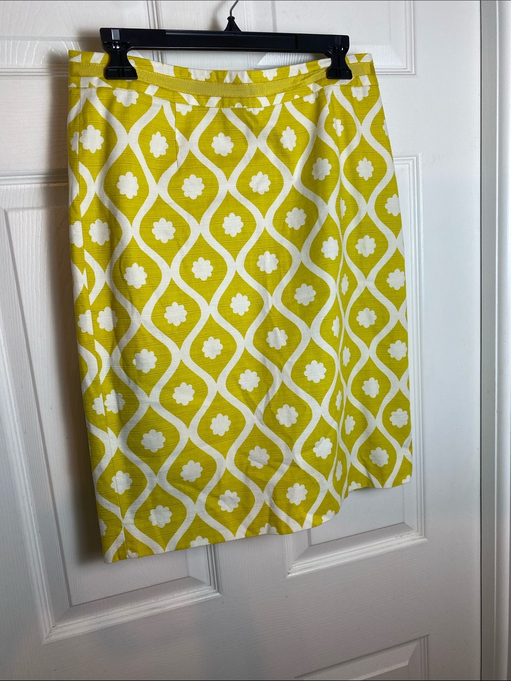 Boden Yellow and White Geometric Pencil Skirt Size 8